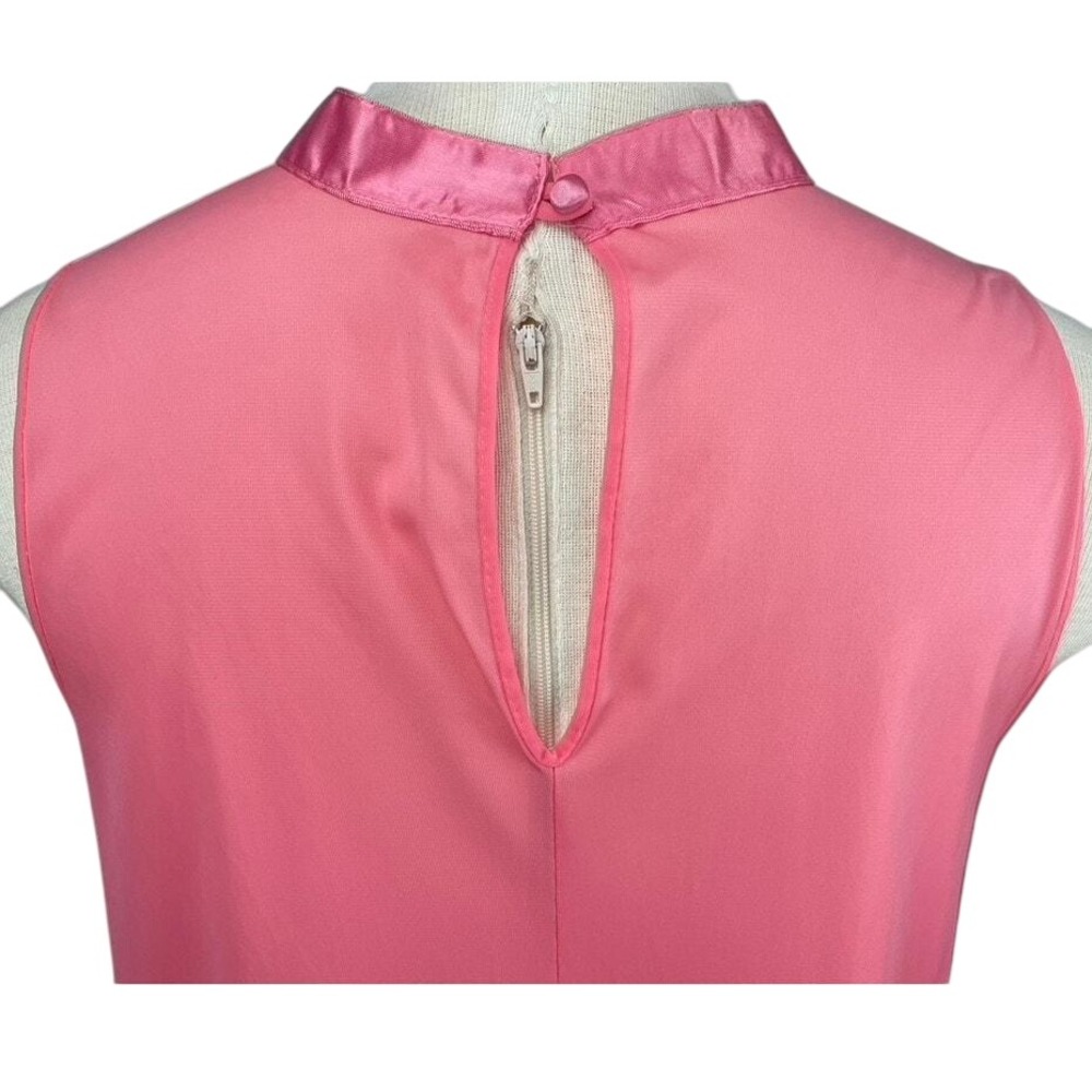 Vintage Pink Womens (M) Nightgown 70s Satin Trim Bow Nightie Coquette Lingerie - Picture 6 of 8